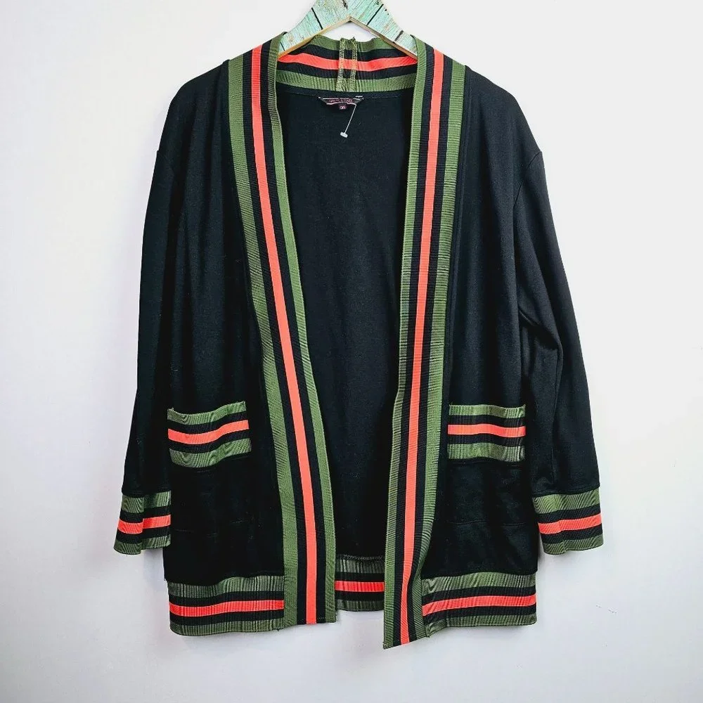 Haute Shore Black Cody Open Front Double Pocket Cardigan, Sz O/S, NWOT - Picture 3 of 8